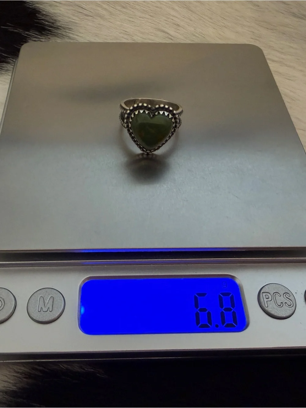 ❤️ Kingman Green Turquoise Heart Sterling Silver Navajo Style Western Ring SZ 7 - Picture 12 of 17